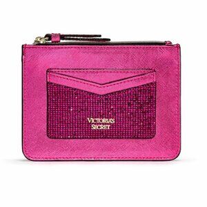 Victoria's Secret Pink Bling Card Case Key Chain Small Wallet